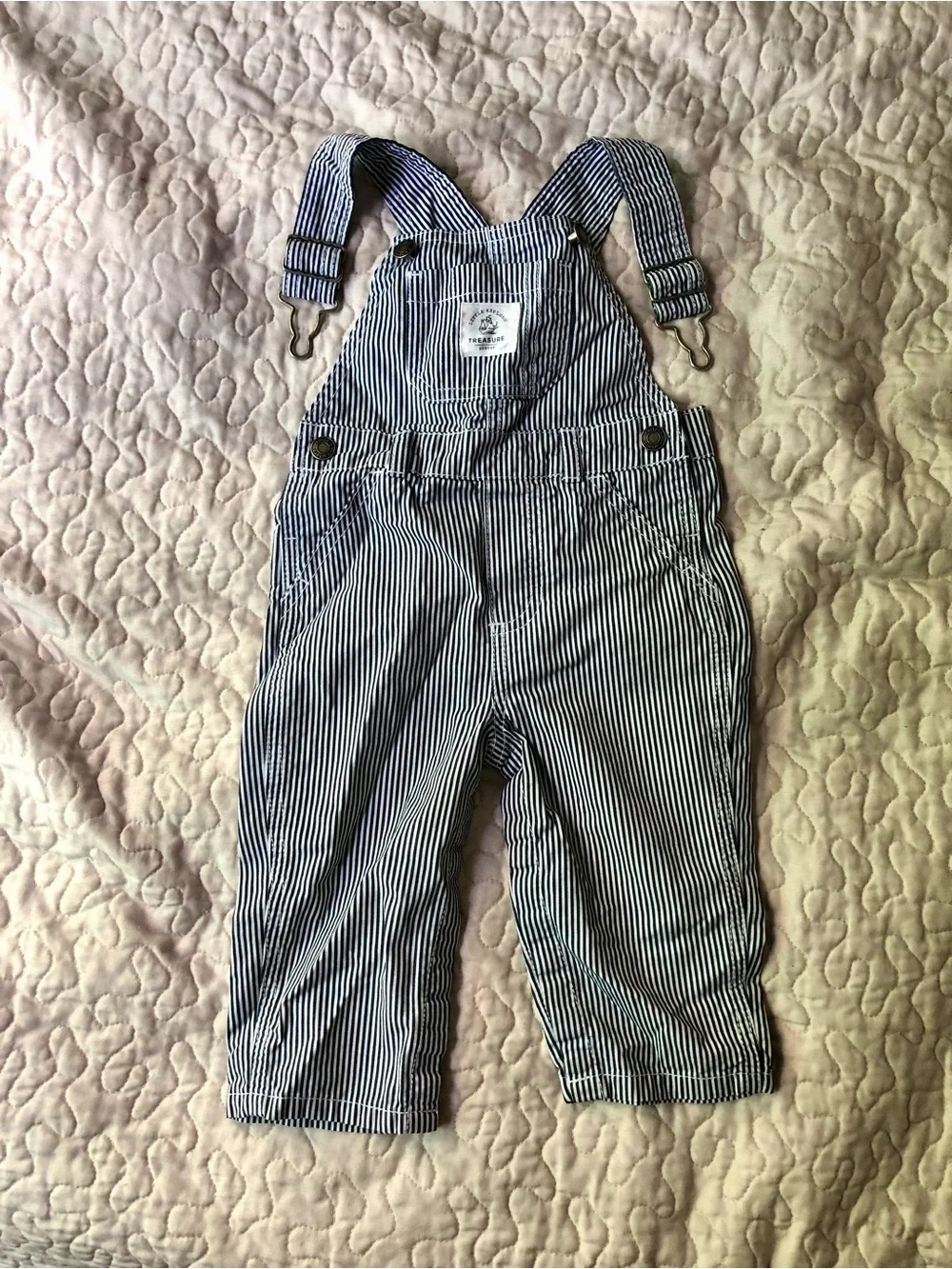 Carter's Navy & White Striped Overalls
